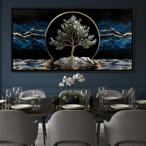 Golden Olive Tree Halo Reflection Canvas Wall Art