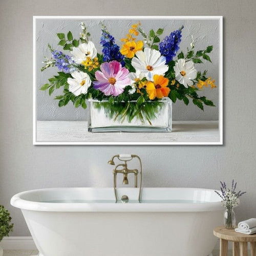 Sunlit Wildflower in Water Canvas Wall Art