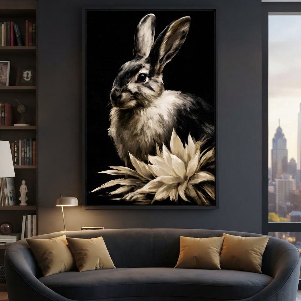 Quiet Contemplation Of The Wild Hare Canvas Wall Art