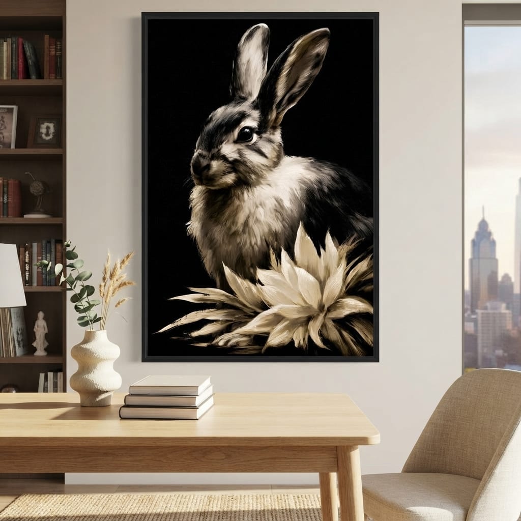 Quiet Contemplation Of The Wild Hare Canvas Wall Art
