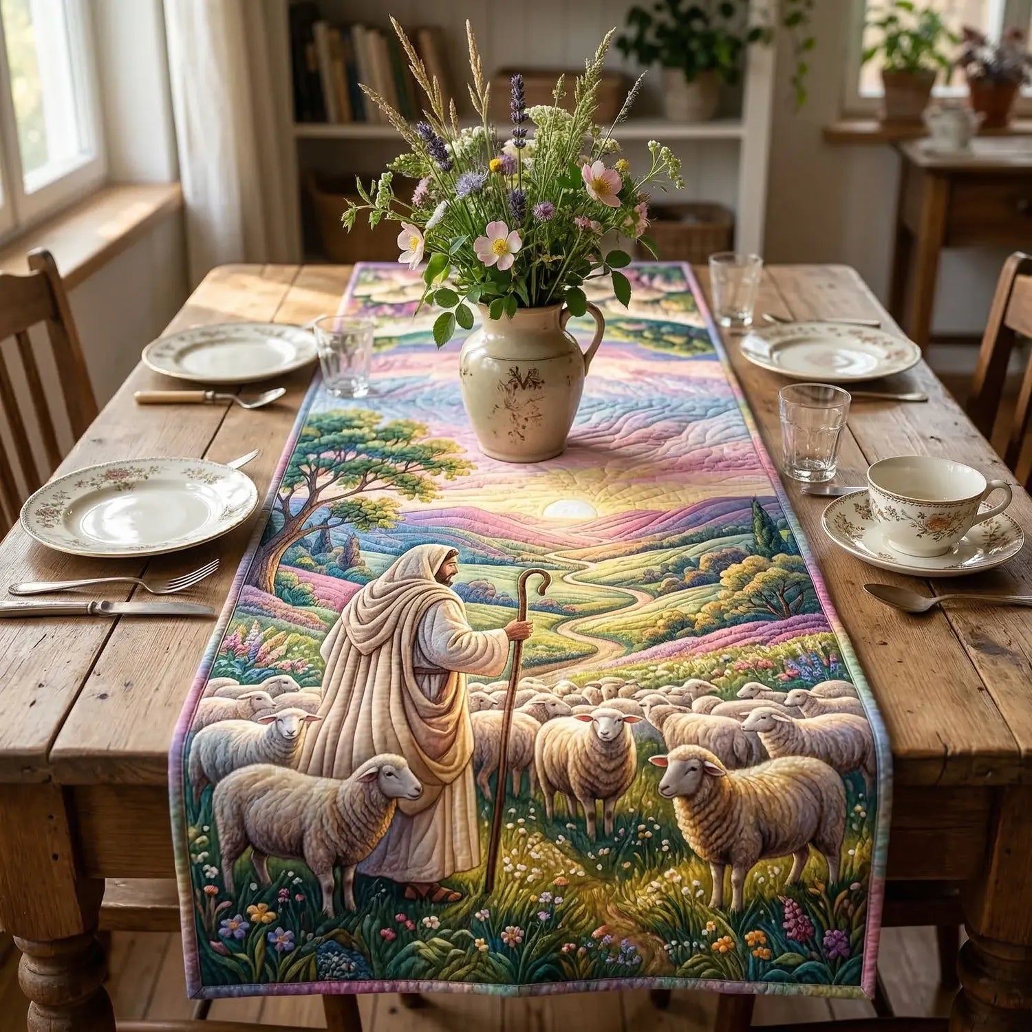 Quiet Faith Quilted Table Runner