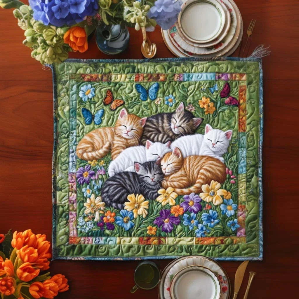 Quiet Meow Quilted Table Topper
