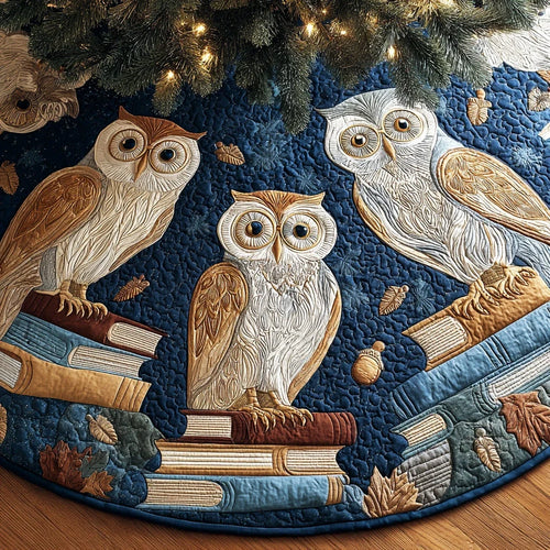 Quiet Wisdom Owl Christmas Quilted Tree Skirt