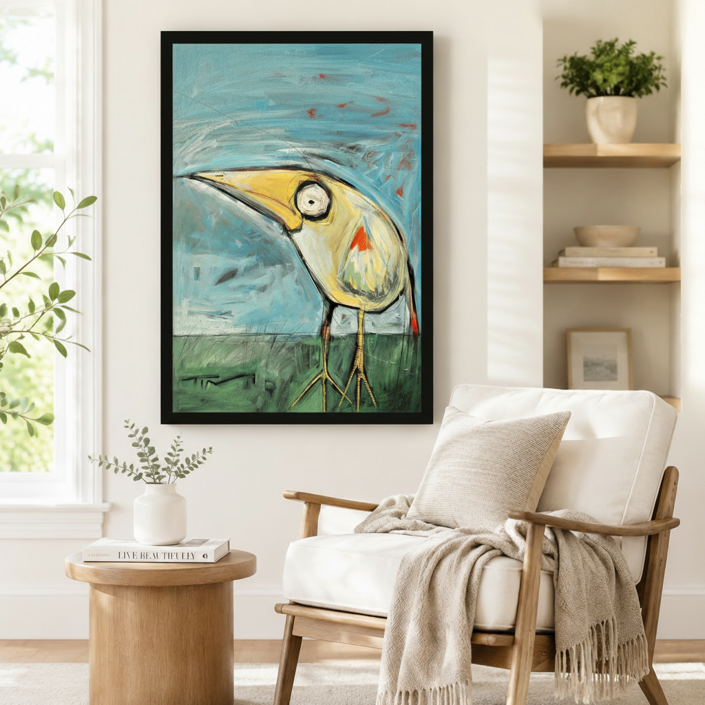 Abstract Heron Expressionist Canvas Wall Art