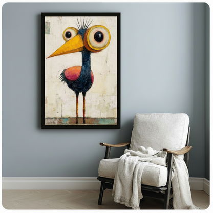 Big Eye Quirky Bird Expressionist Funny Canvas Print