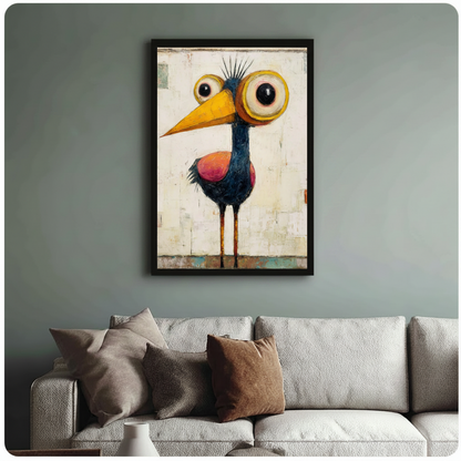 Big Eye Quirky Bird Expressionist Funny Canvas Print