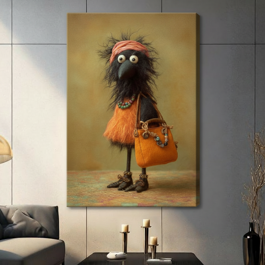 Whimsical Boho Bird Canvas Wall Art