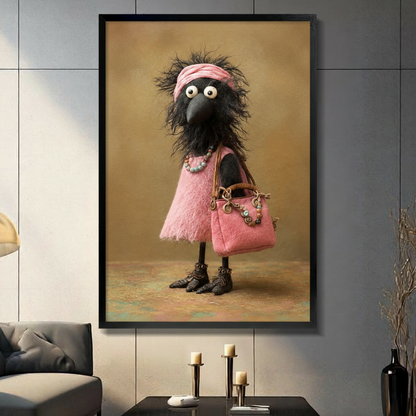 Whimsical Fashion Boho Bird Canvas Wall Art
