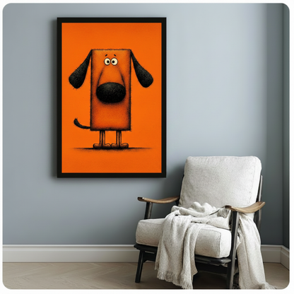 Funny Orange Pop Art Dog Canvas Wall Art