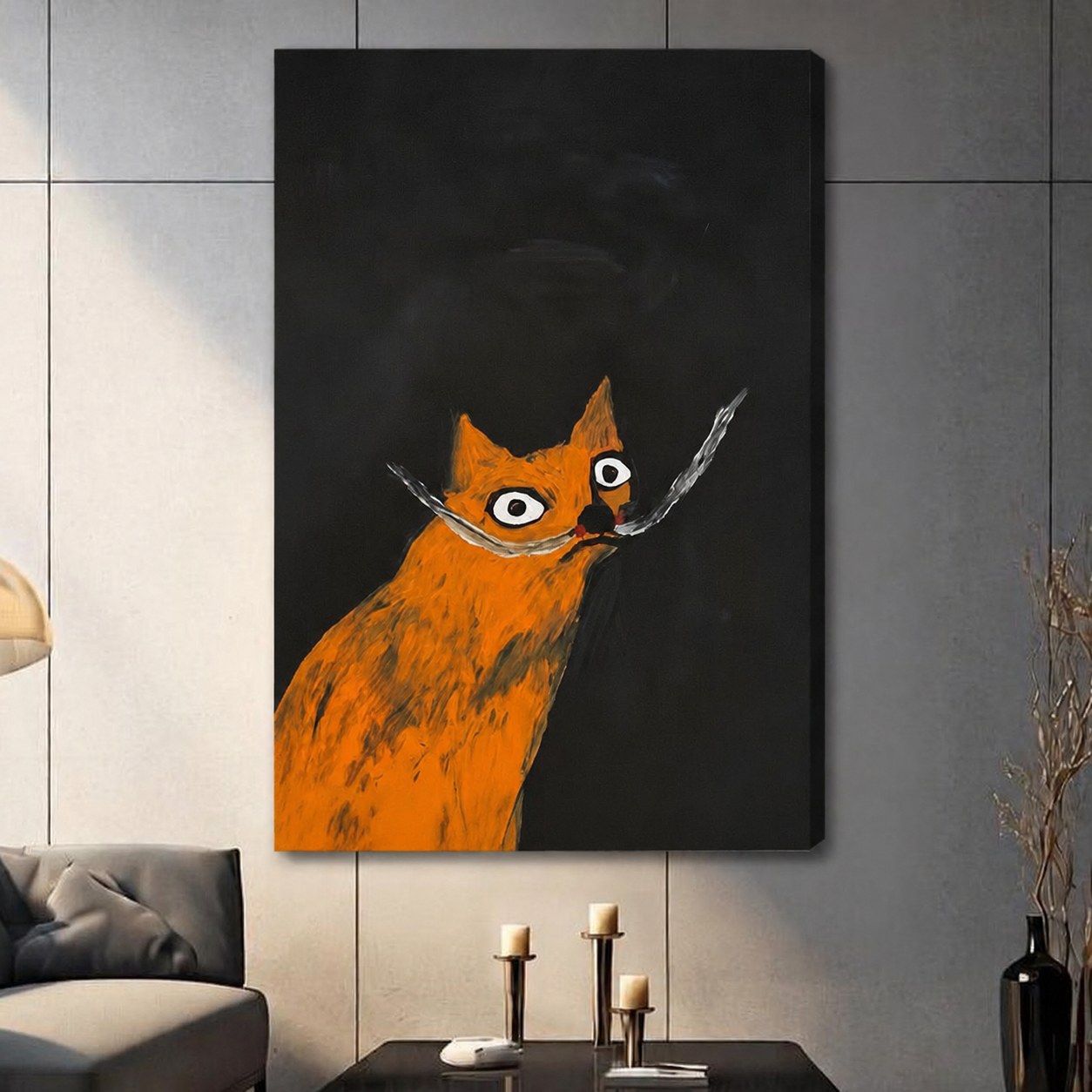 Graffiti Orange Cat Bold Canvas Wall Art