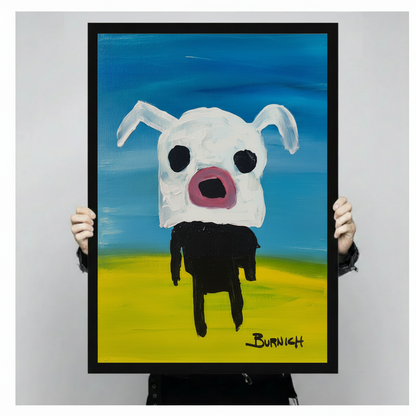 Burnich White Dog Outsider Art Canvas Print Wall Art
