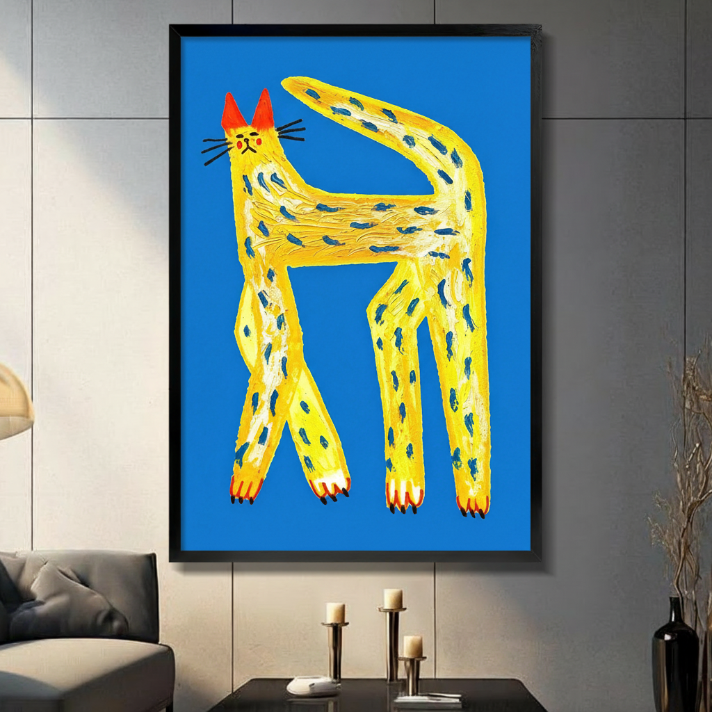 Bold Yellow Leopard Cat Pop Art Canvas Print Wall Art