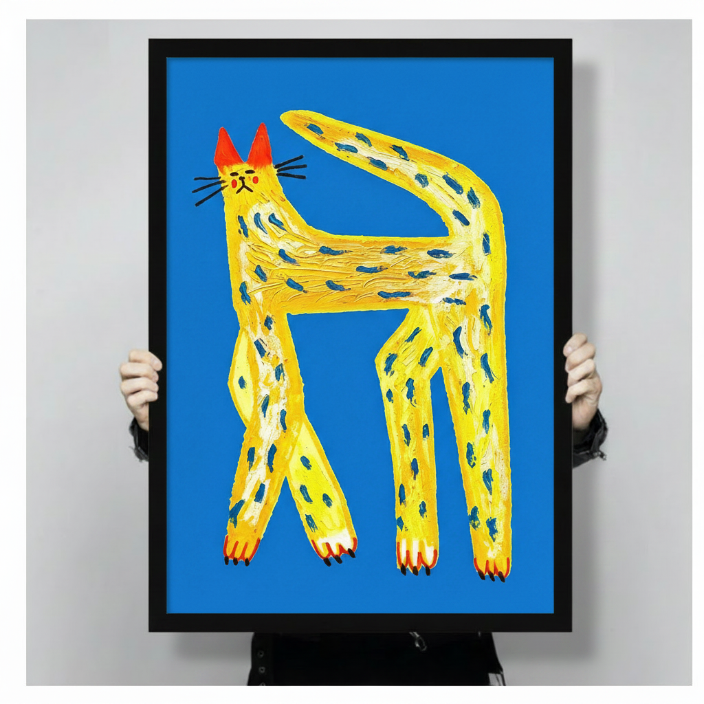 Bold Yellow Leopard Cat Pop Art Canvas Print Wall Art