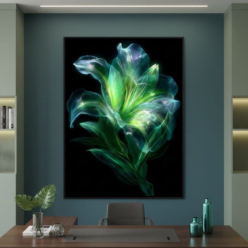 Radiant Emerald Flora Pulse Canvas Wall Art