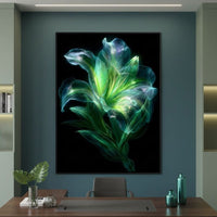 Radiant Emerald Flora Pulse Canvas Wall Art
