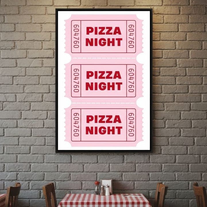 Retro Pizza Night Raffle Tickets Canvas Wall Art