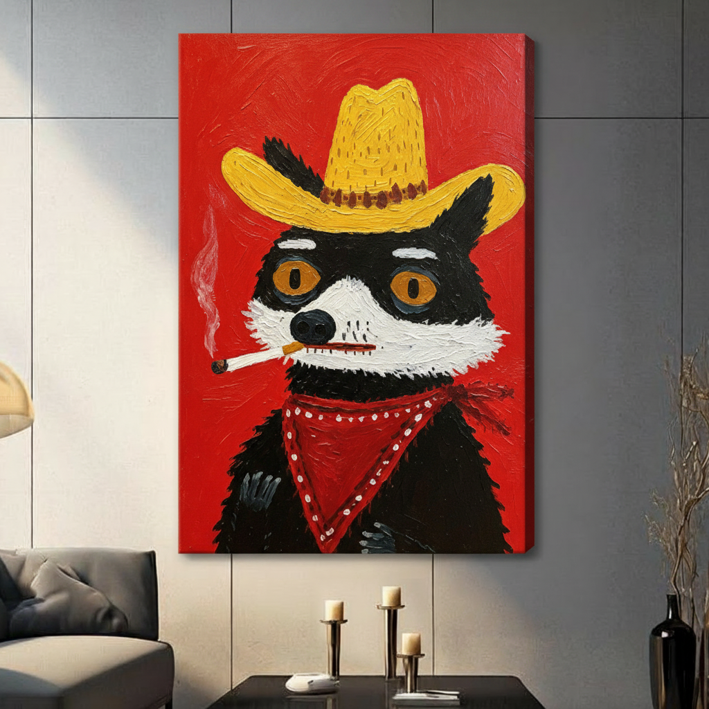 Cowboy Raccoon Pop Art Canvas Art Wall Art