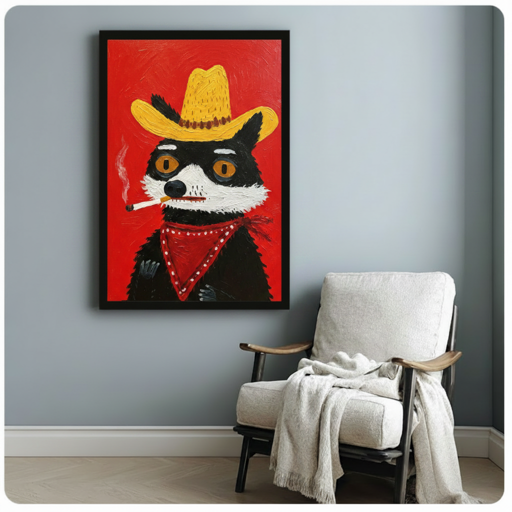 Cowboy Raccoon Pop Art Canvas Art Wall Art