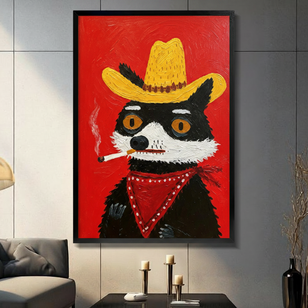 Cowboy Raccoon Pop Art Canvas Art Wall Art