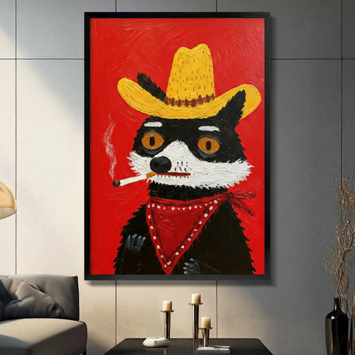 Cowboy Raccoon Pop Art Canvas Art Wall Art