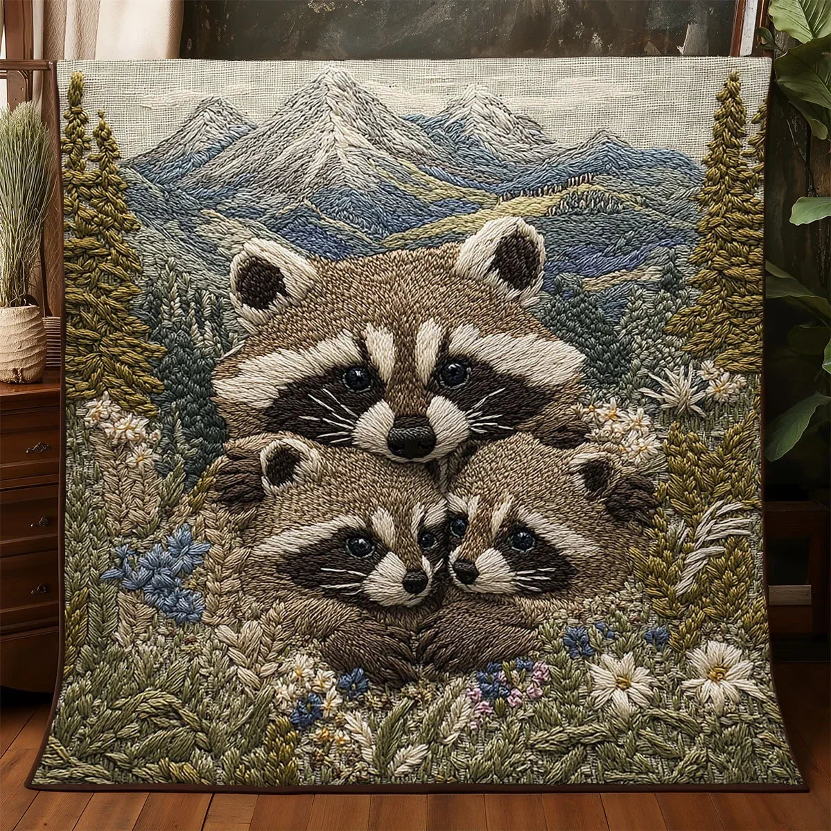 Raccoon Family Quilt.jpg Quilt Blanket