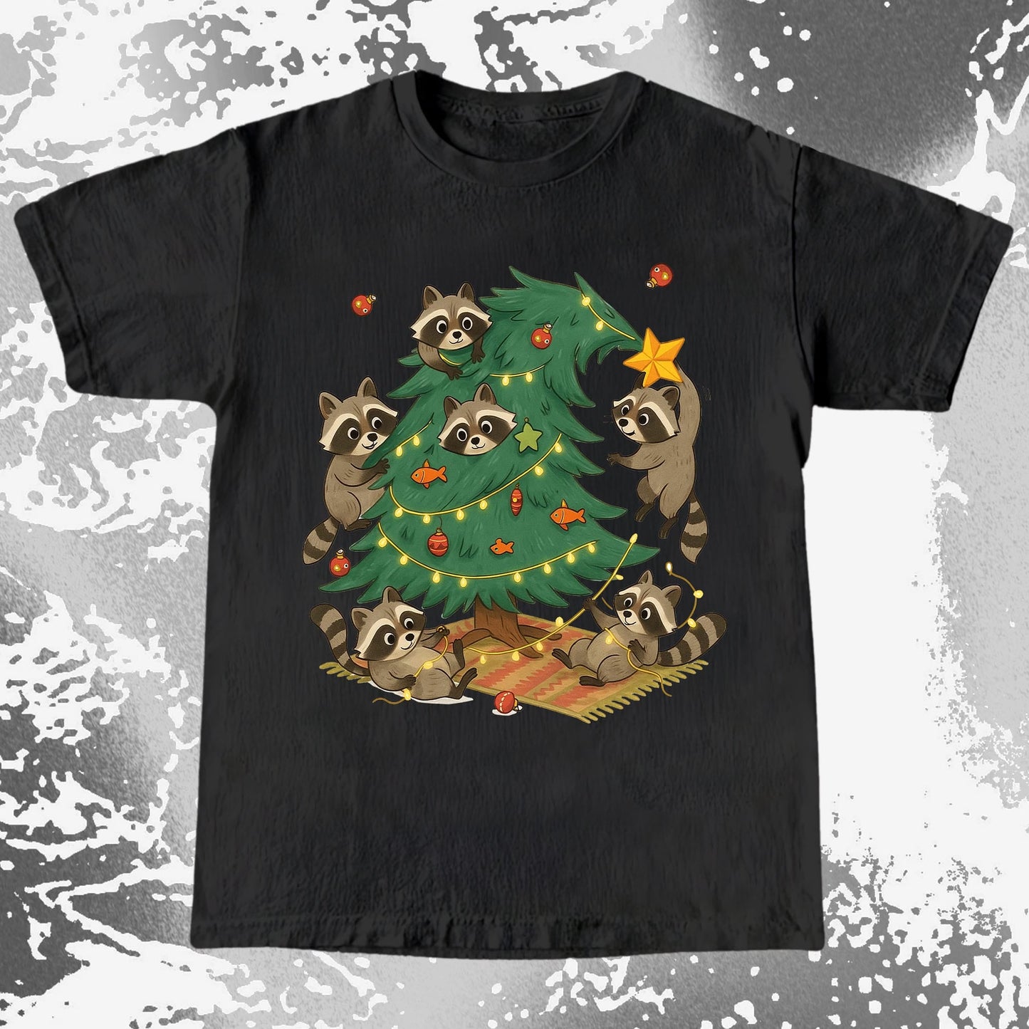 Raccoon Christmas Tree Chaos Holiday, funny meme tee gift (view 2)