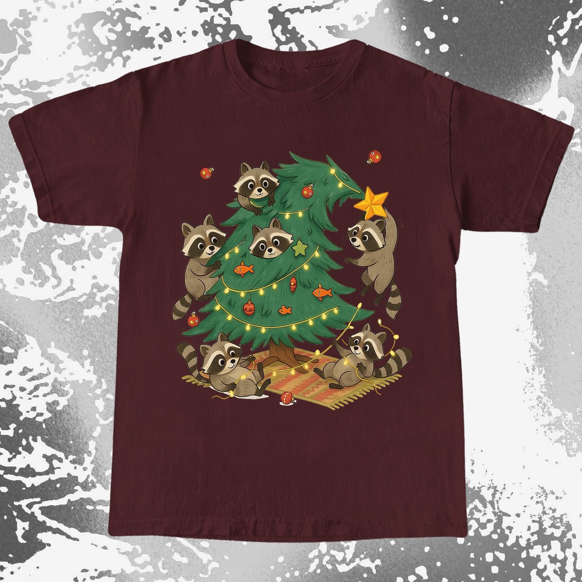 Raccoon Christmas Tree Chaos Holiday, funny meme tee gift (view 6)