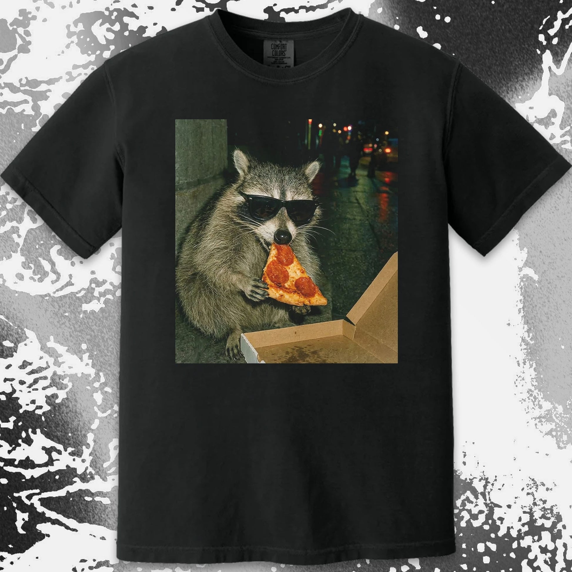 Cool Raccoon Eating Pizza, funny meme tee gift (view 12)