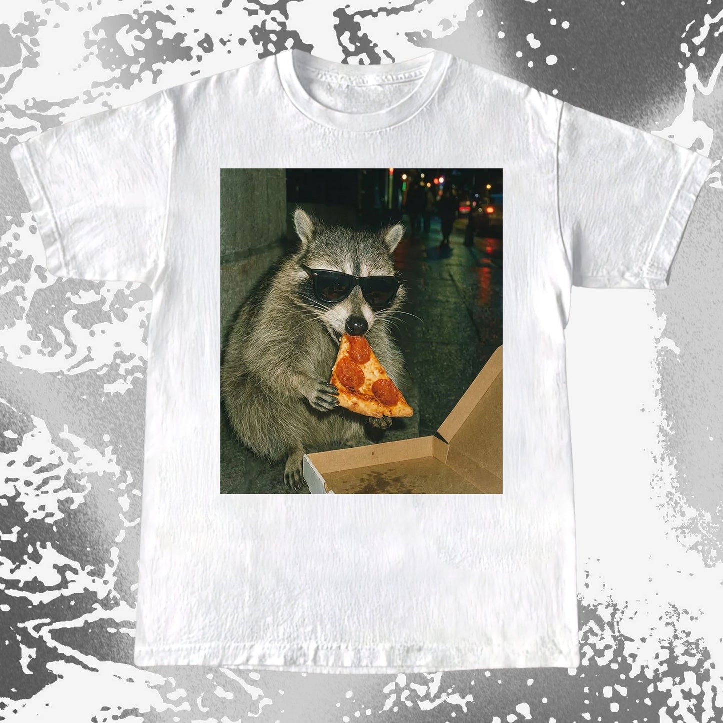 Cool Raccoon Eating Pizza, funny meme tee gift (view 3)