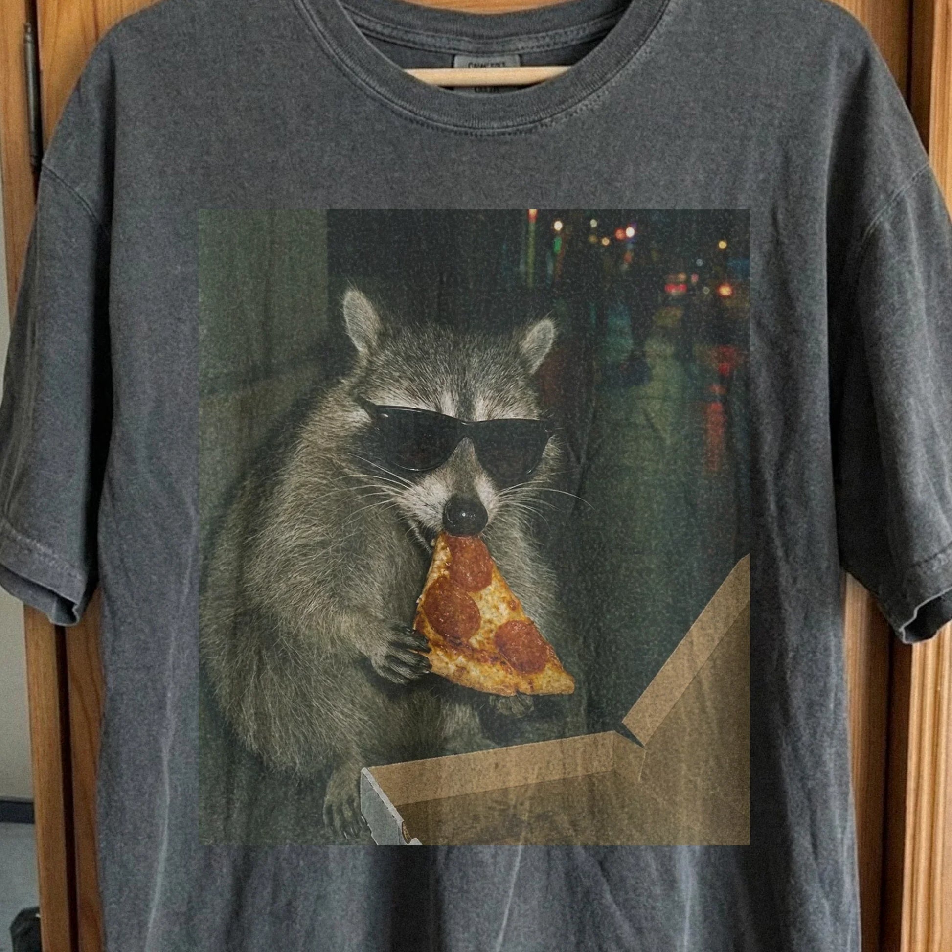 Cool Raccoon Eating Pizza, funny meme tee gift