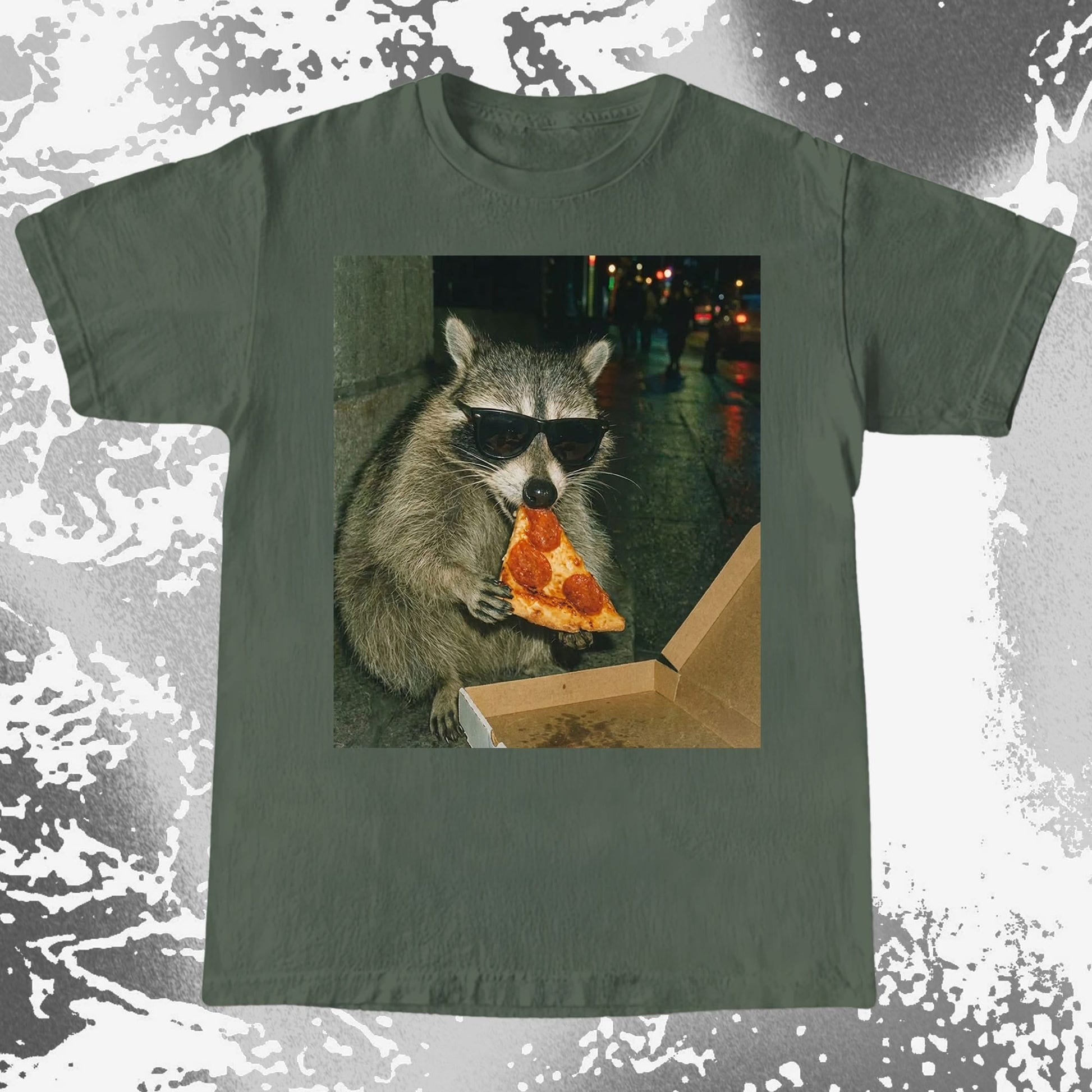 Cool Raccoon Eating Pizza, funny meme tee gift (view 7)