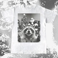 Raccoon Christmas Selfie With Santa Shirt, funny meme tee gift