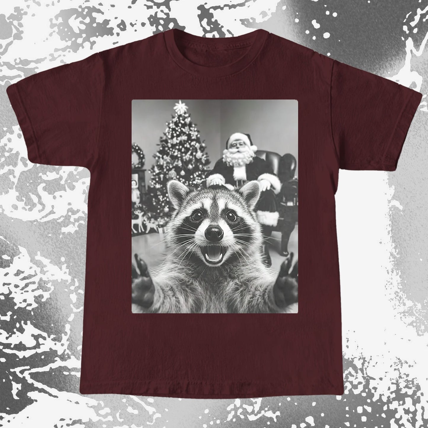 Raccoon Christmas Selfie With Santa Shirt, funny meme tee gift (view 6)