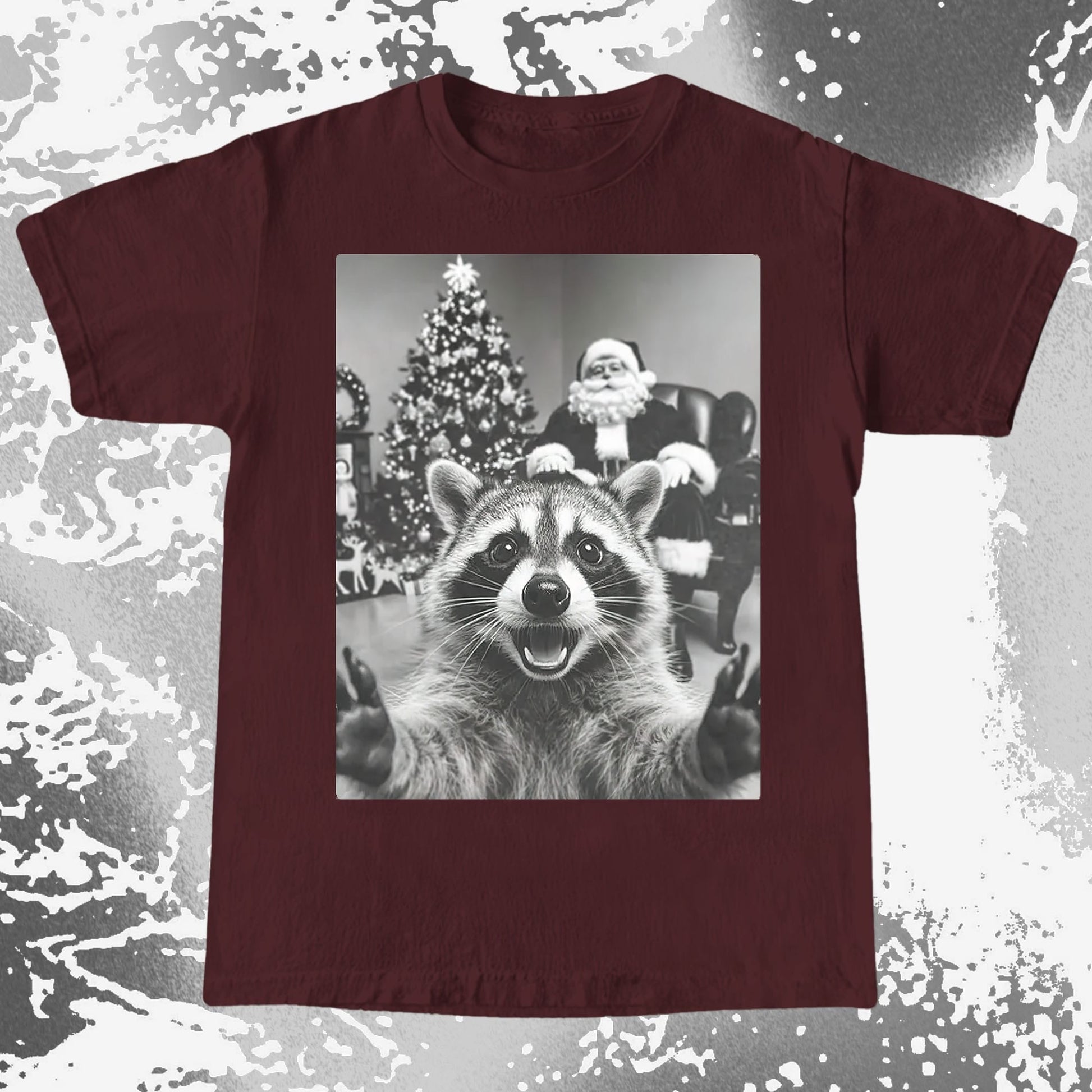 Raccoon Christmas Selfie With Santa Shirt, funny meme tee gift (view 6)