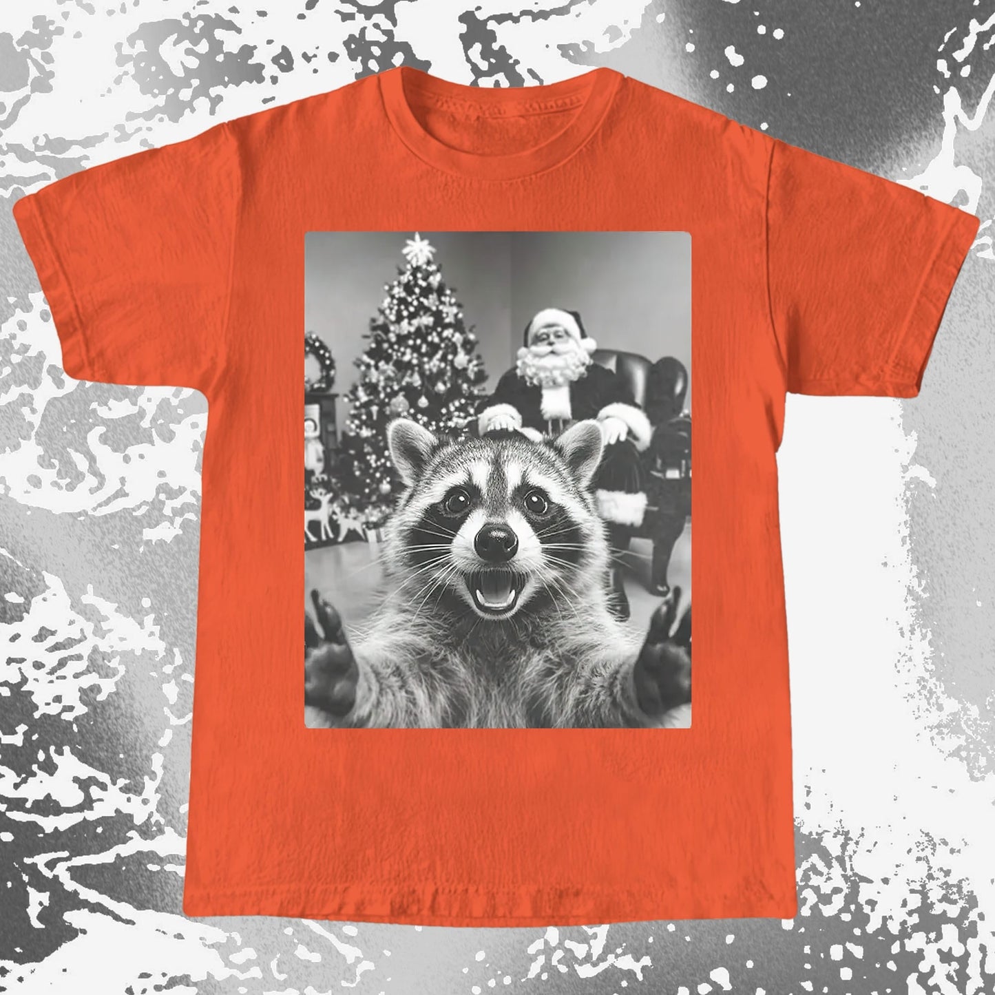 Raccoon Christmas Selfie With Santa Shirt, funny meme tee gift (view 5)