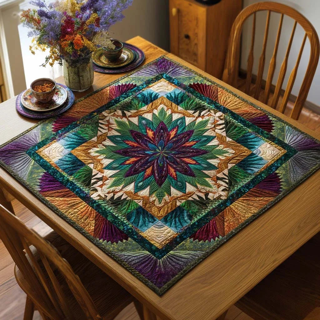 Radiant Bloom Quilted Table Topper