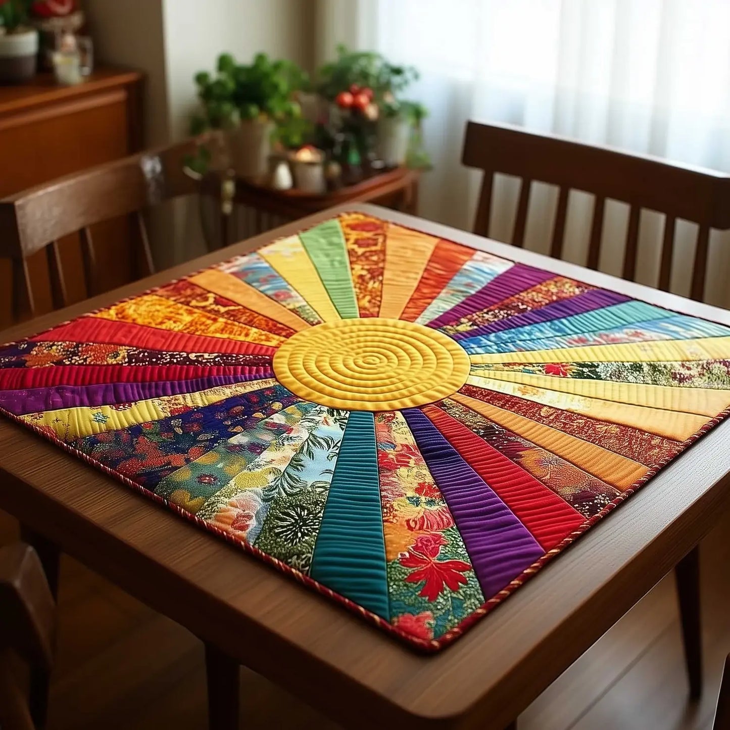 Radiant Burst Quilted Table Topper