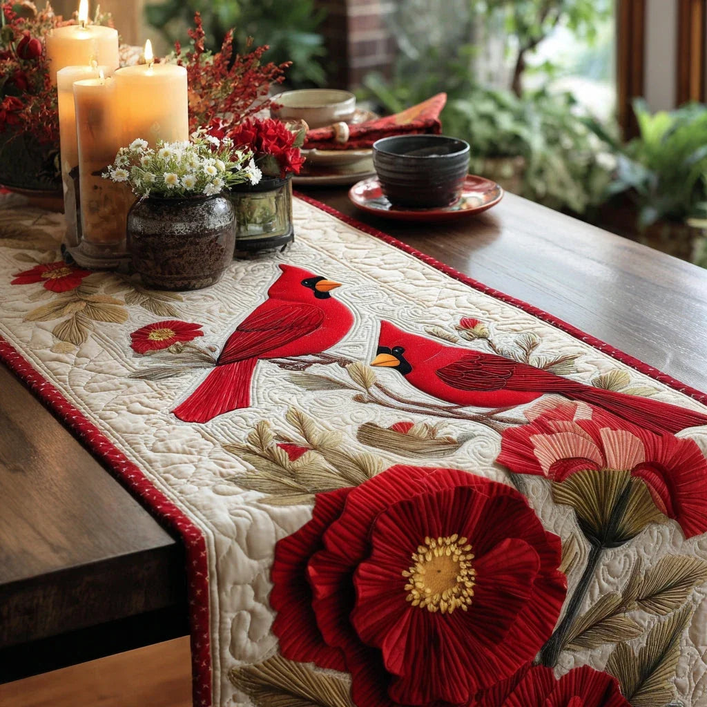 Radiant Cardinals Quilted Table Runner