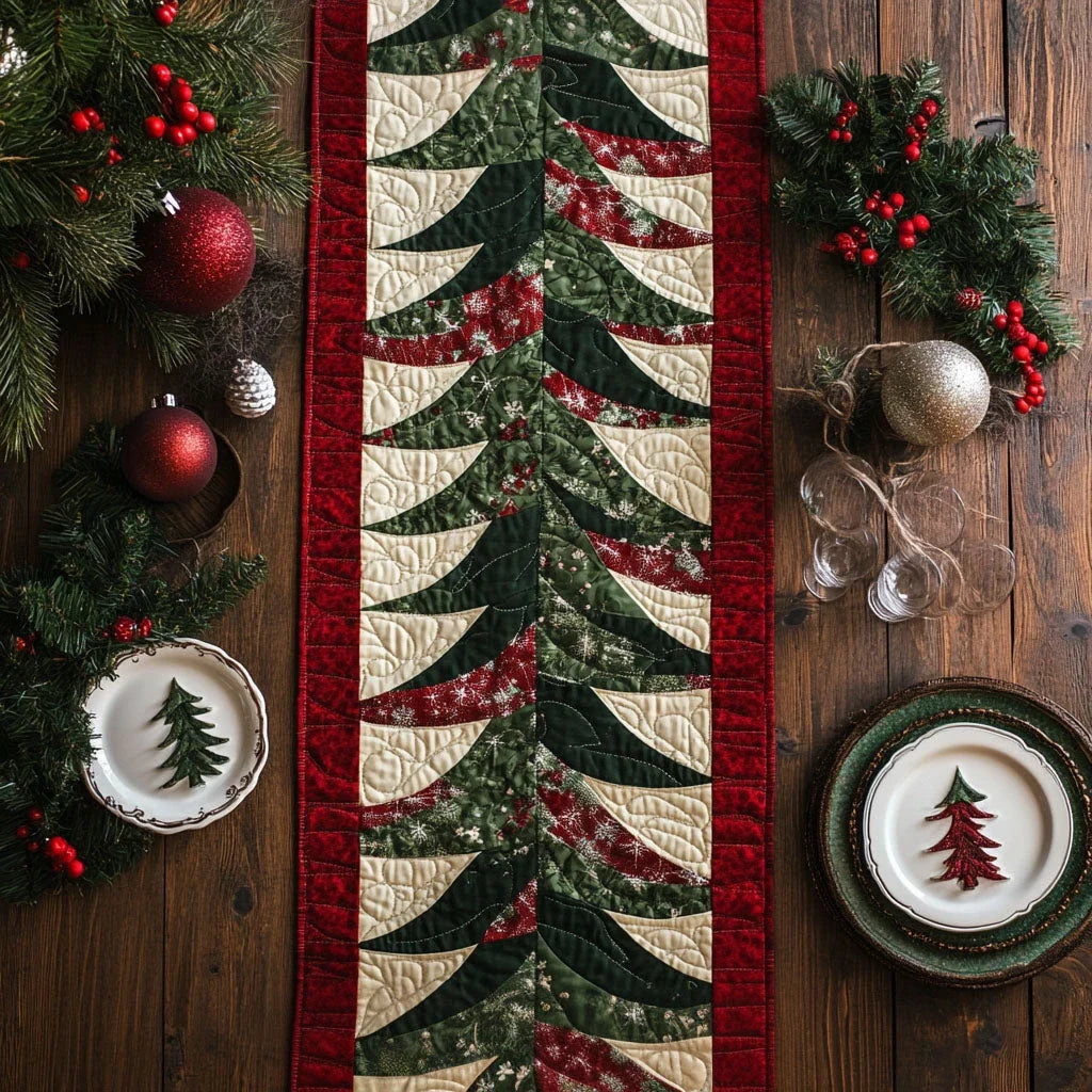 Radiant Evergreen Quilted Table Runner