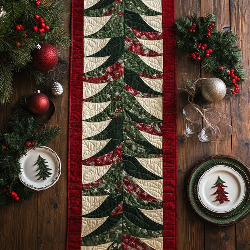 Radiant Evergreen Quilted Table Runner