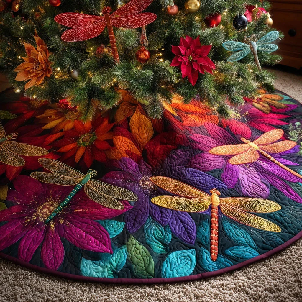 Radiant Flight Christmas Quilted Tree Skirt