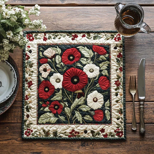 Radiant Poppy Glow Quilted Table Topper