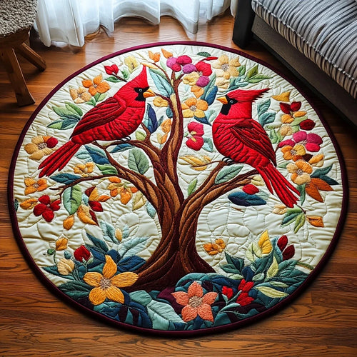 Radiant Redbird Quilted Round Mat