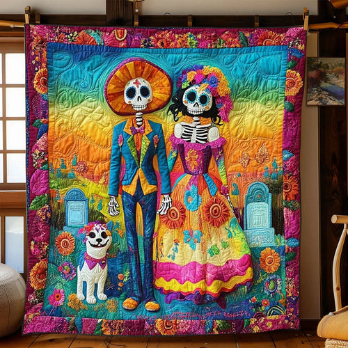 Rainbow Bones Quilt Blanket
