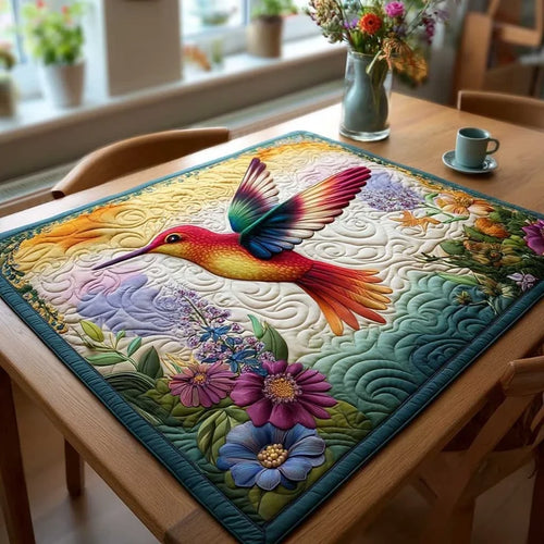 Rainbow Hummer Quilted Table Topper