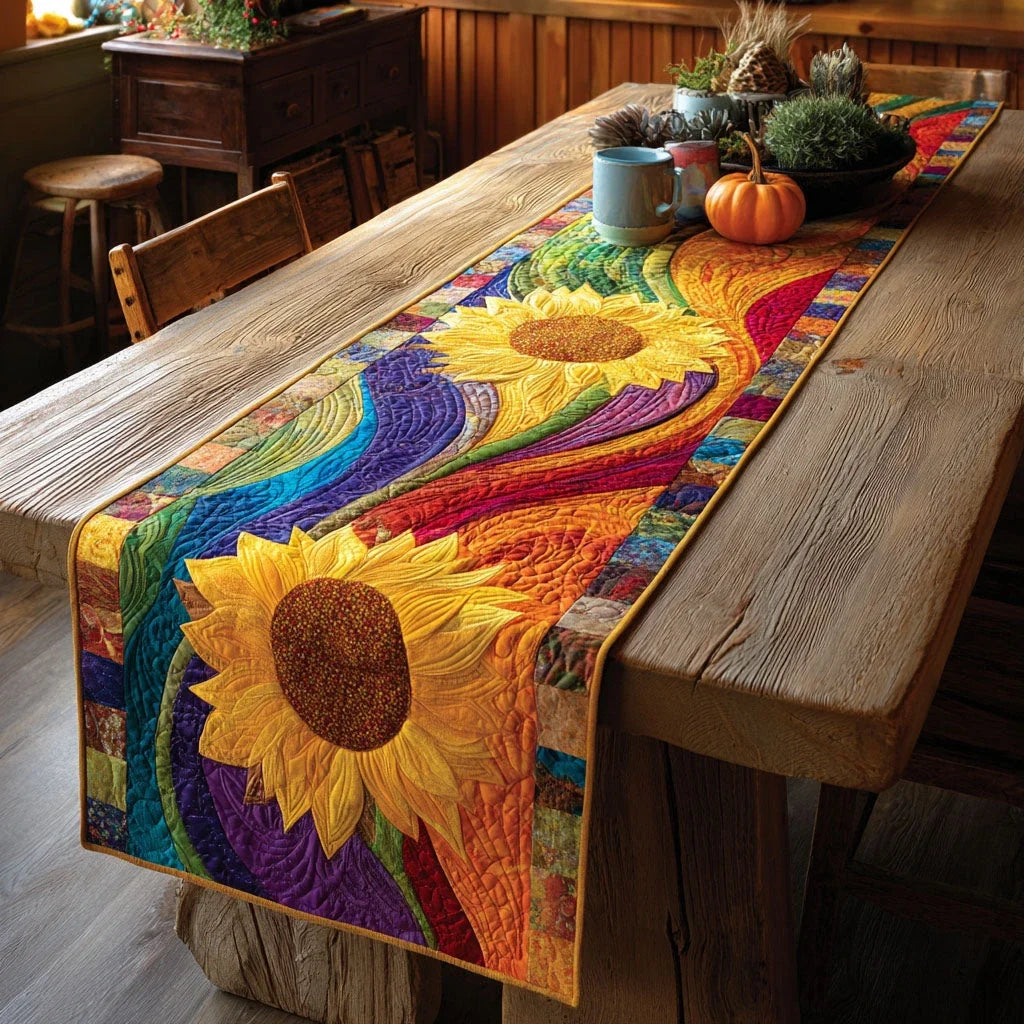 Rainbow Sun Quilted Table Runner
