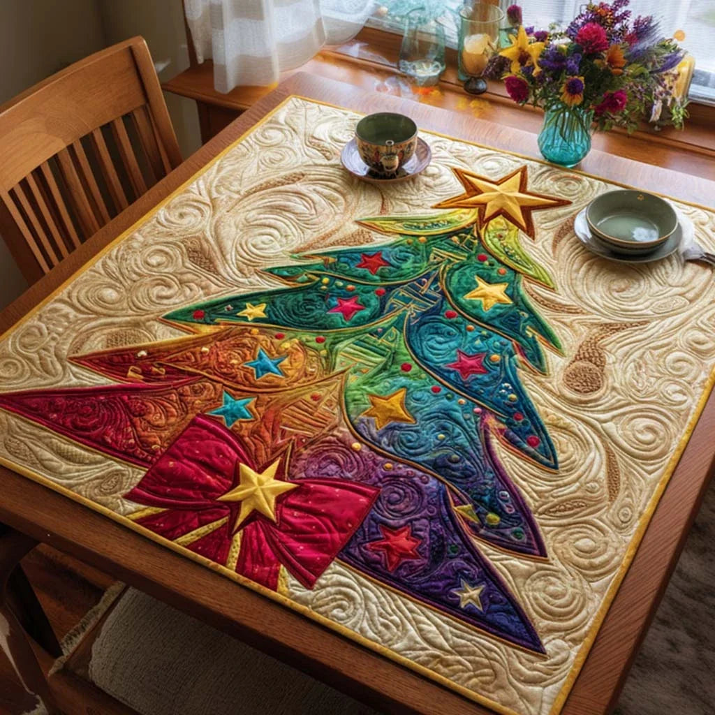 Rainbow Tree Quilted Table Topper