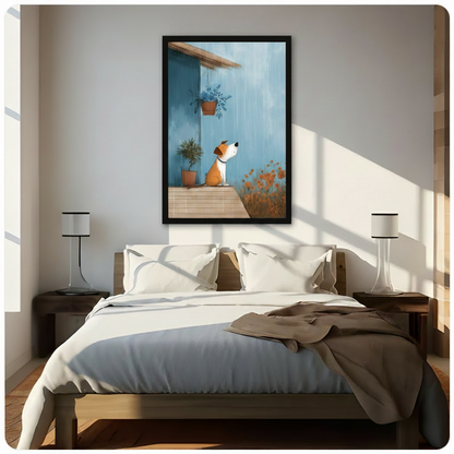 Rainy Day Porch Dog Cute Canvas Art Wall Art