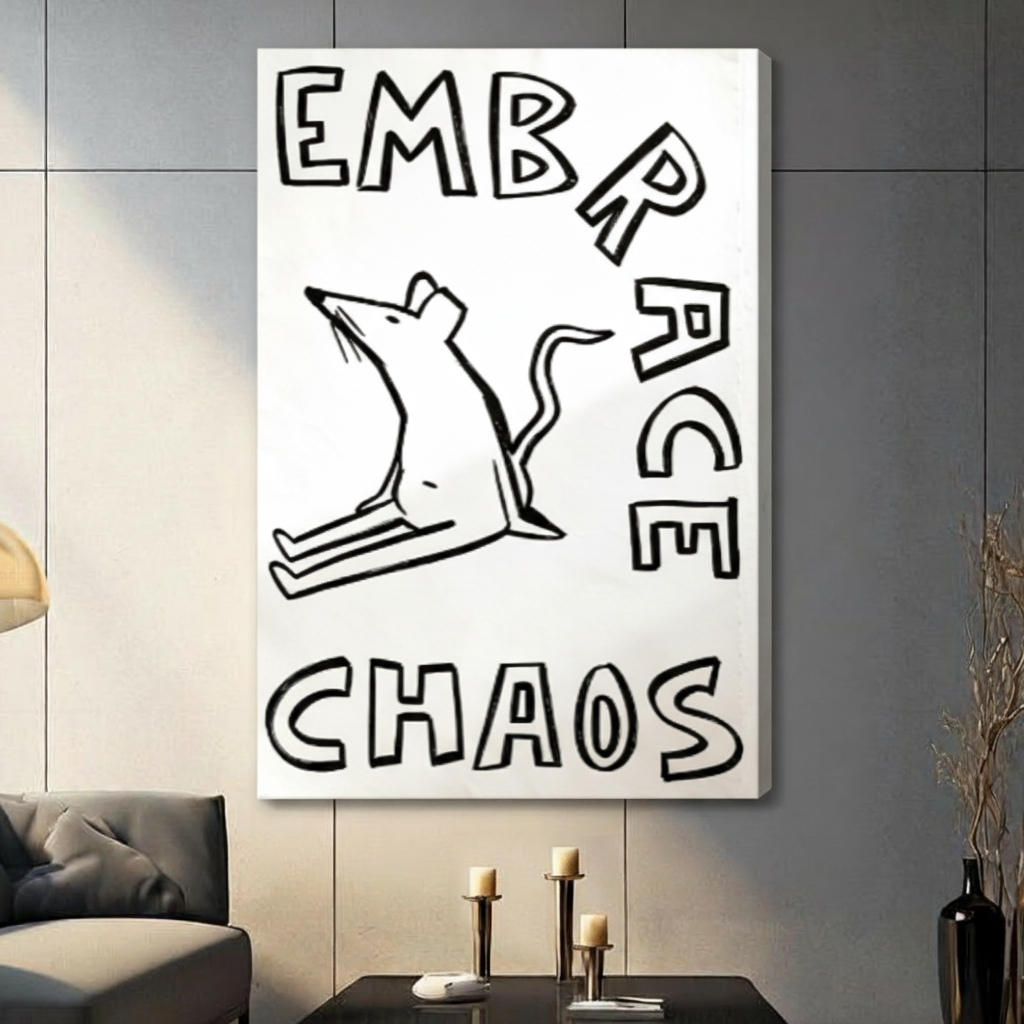 Embrace Chaos Rat Funny Quote Canvas Art Wall Art
