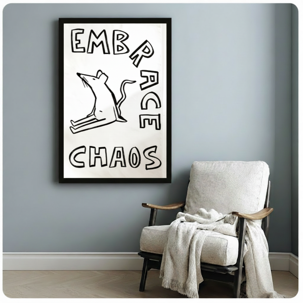 Embrace Chaos Rat Funny Quote Canvas Art Wall Art